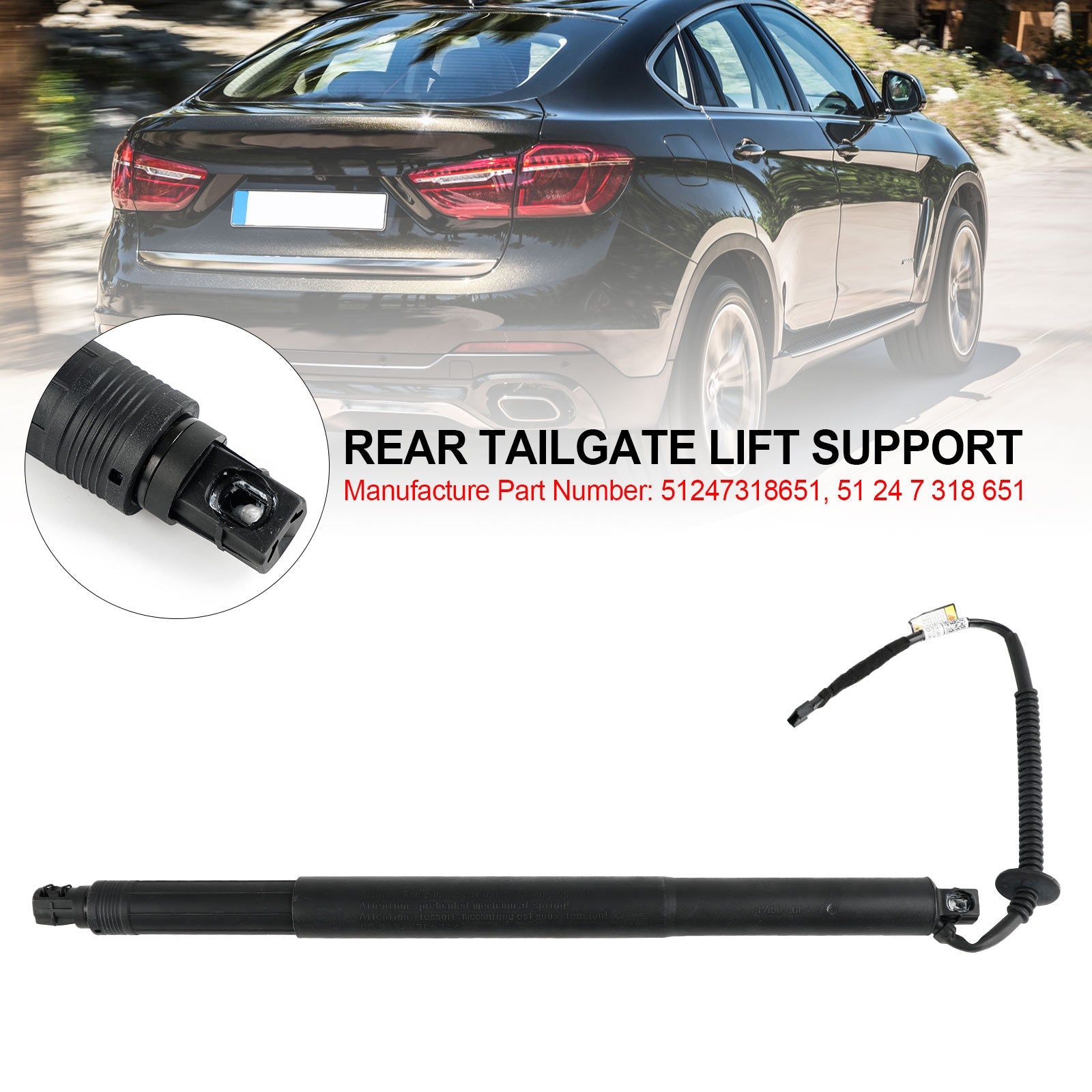 2014-2019 BMW X6 F16 F86 Soporte de elevación eléctrica para puerta trasera izquierda 51247318651