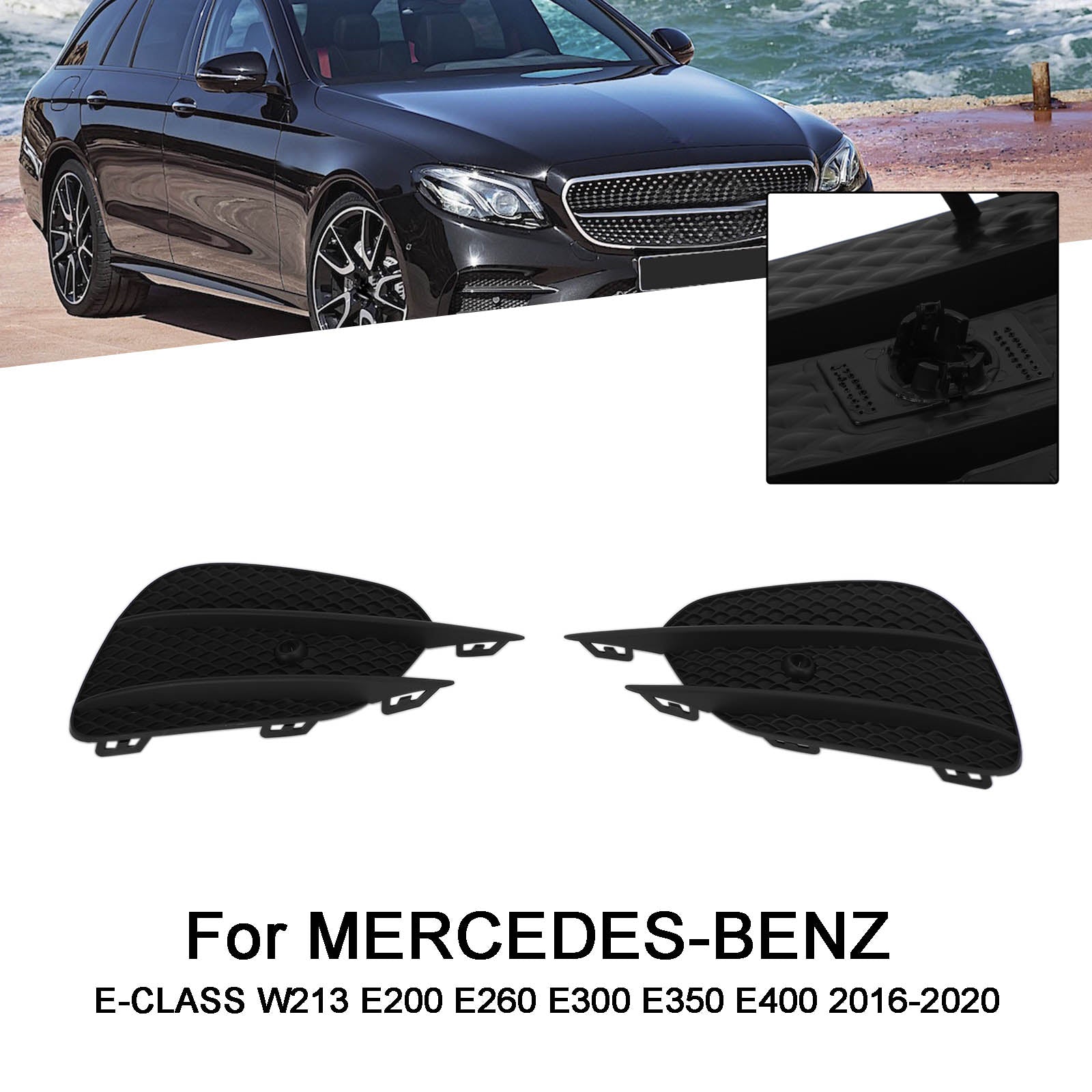 2016-2020 MERCEDES E-Klasse W213 2 stuks bumperrooster, mistlampen, grillrooster, sierlijst