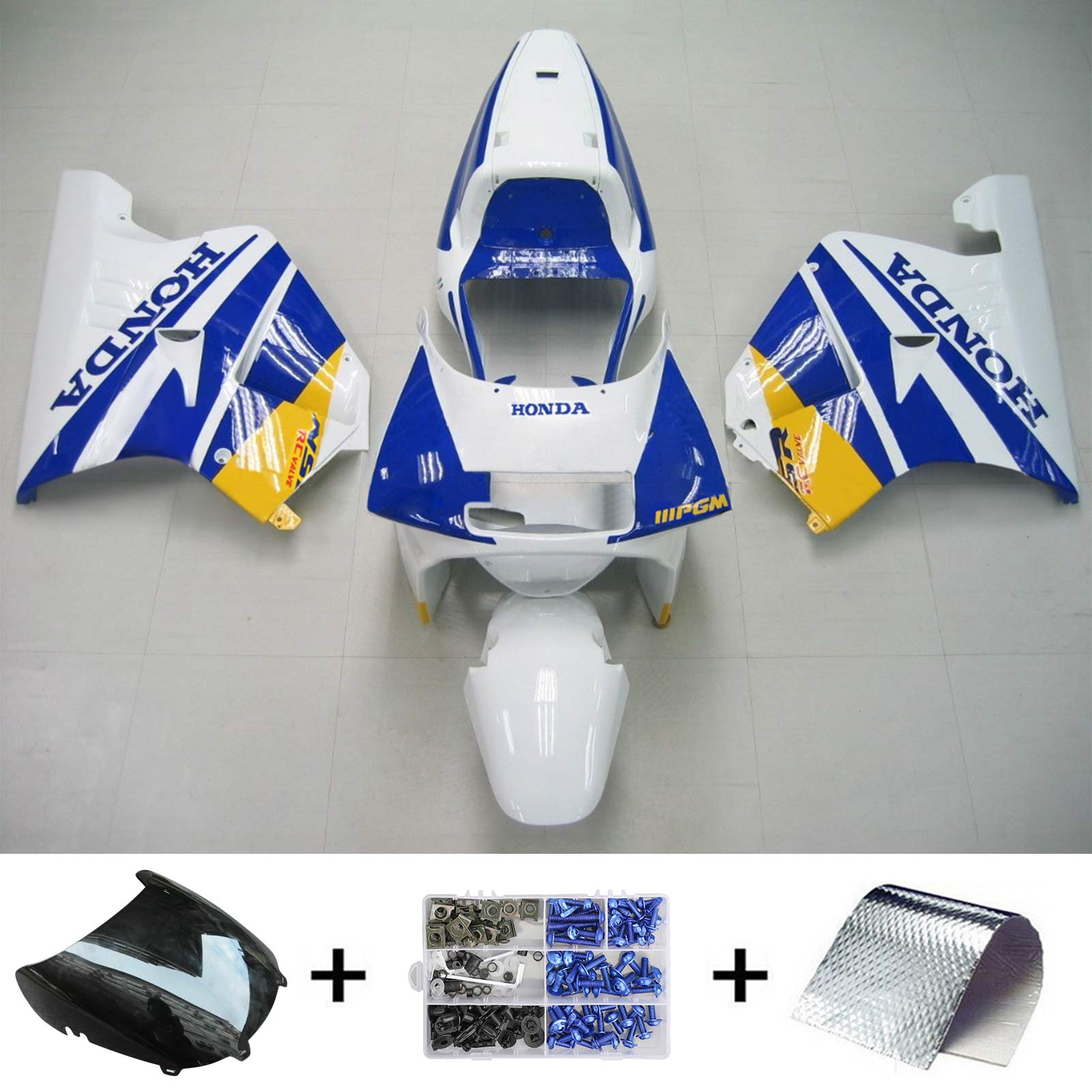 1990-1993 Honda NSR250 PGM-3 Kit de carénage Amotopart Injection de carrosserie Plastique ABS # 109