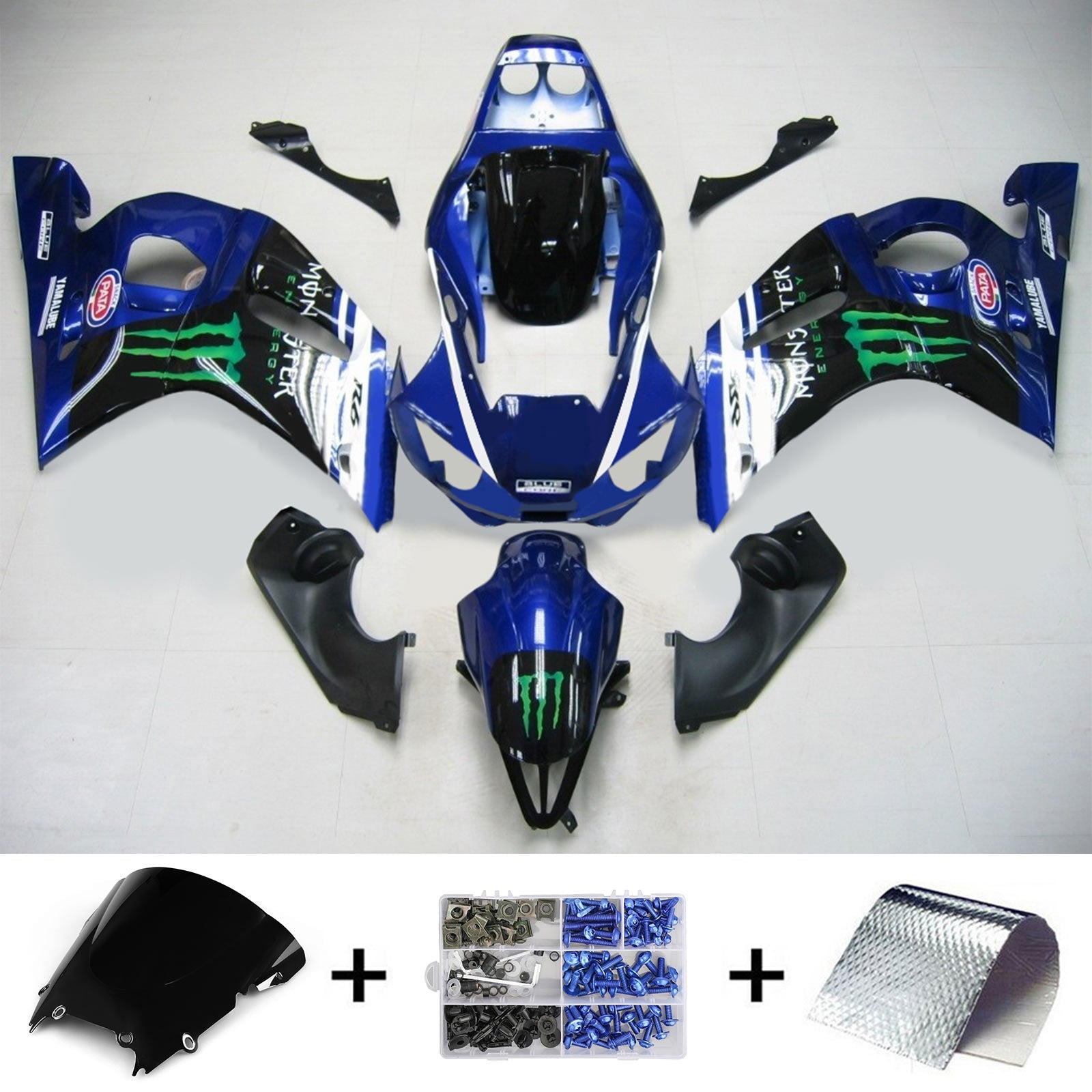 1998-2002 Yamaha yzf 600 R6 Kit de camence d'injection de carrosserie en plastique ABS # 130