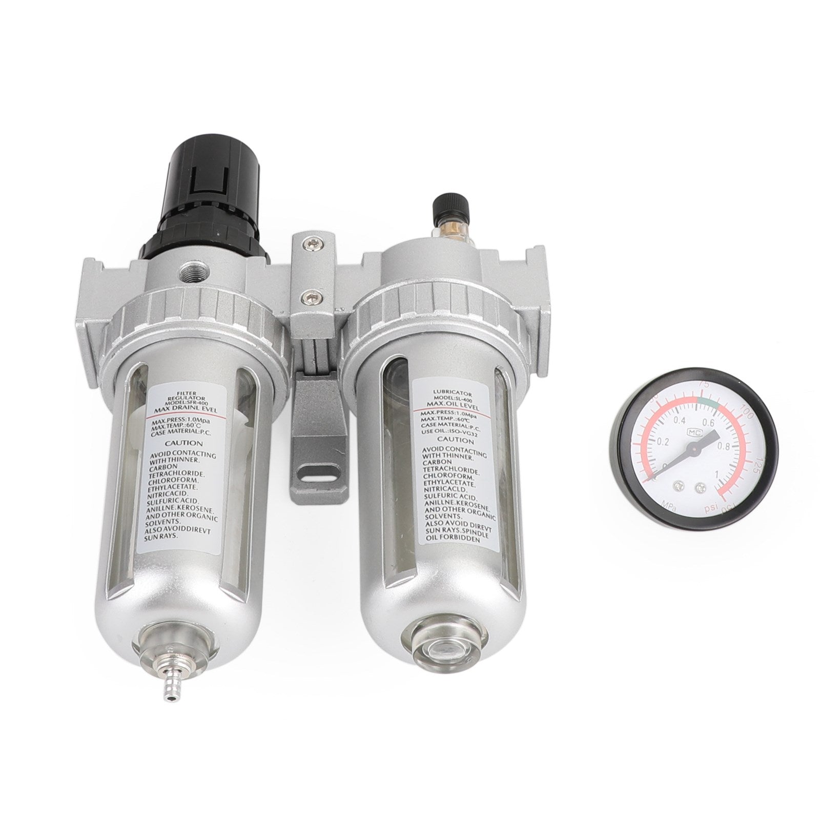 1/2"Filtre de compresseur d'air, séparateur d'eau et d'huile, outils de piège avec manomètre régulateur