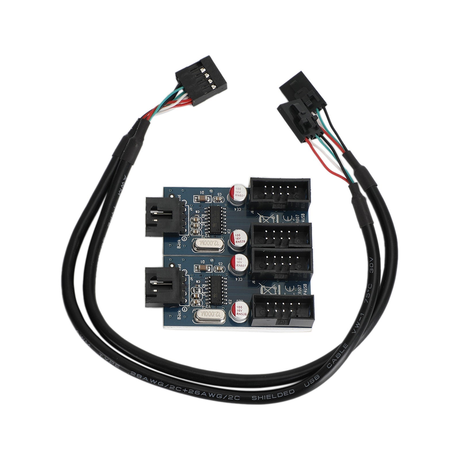 Extensor de conector de extensión de placa base, macho, 1 a 4 hembra, con cabezal USB de 9 pines