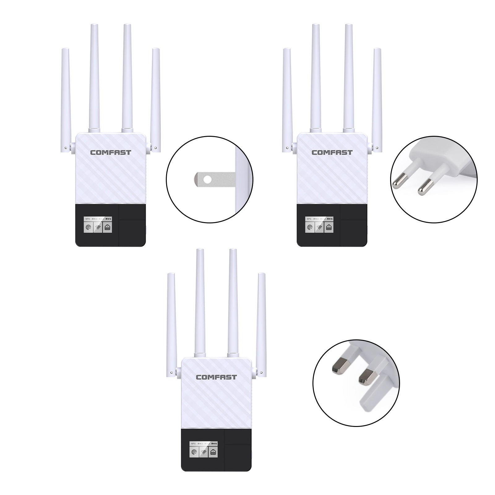 Dual Band 2.4G 5G WiFi Extender signalforsterker WiFi Booster 1200Mbps UK -plugg
