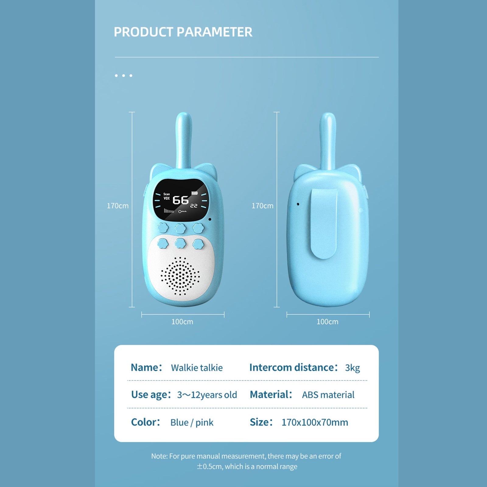 2-pack kinderwalkie-talkies 22-kanaals 2-weg radio 3 km bereik handheld origineel