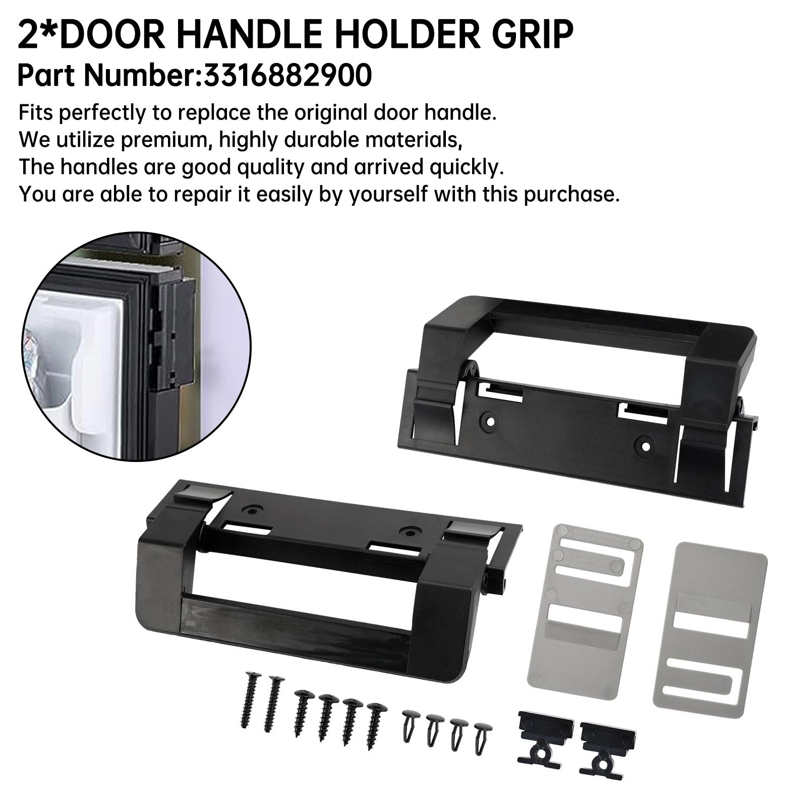 2×RV koelkastdeurgreephoudergreep zwart hardware voor Dometic 3316882900