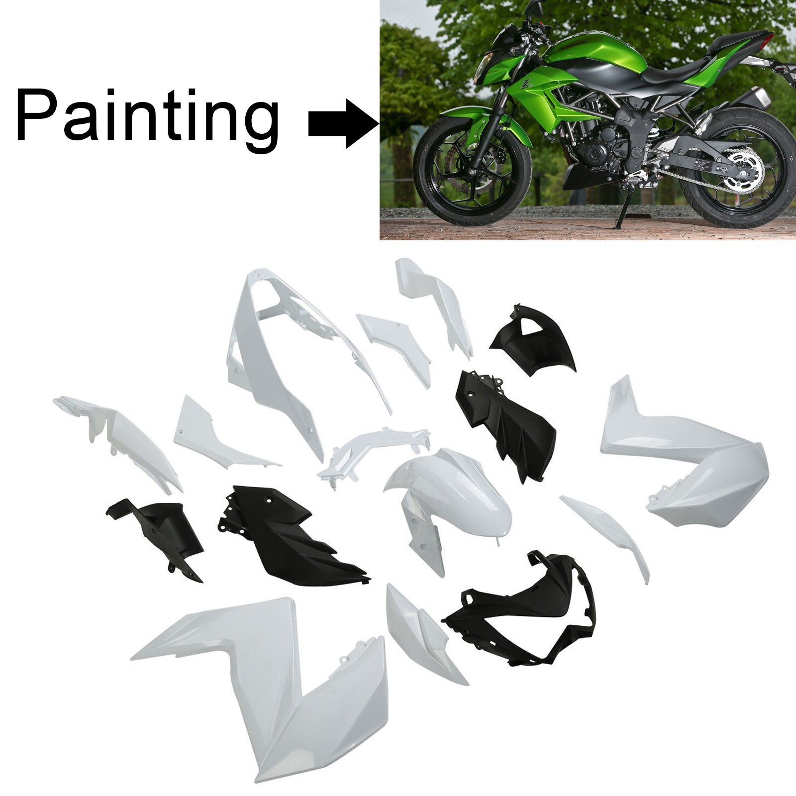 2015-2016 KAWASAKI Z250 Z300 AMOTOPART INJECTION FAIRING KIT BORDOWWORD PLASTIQUE ABS # 105