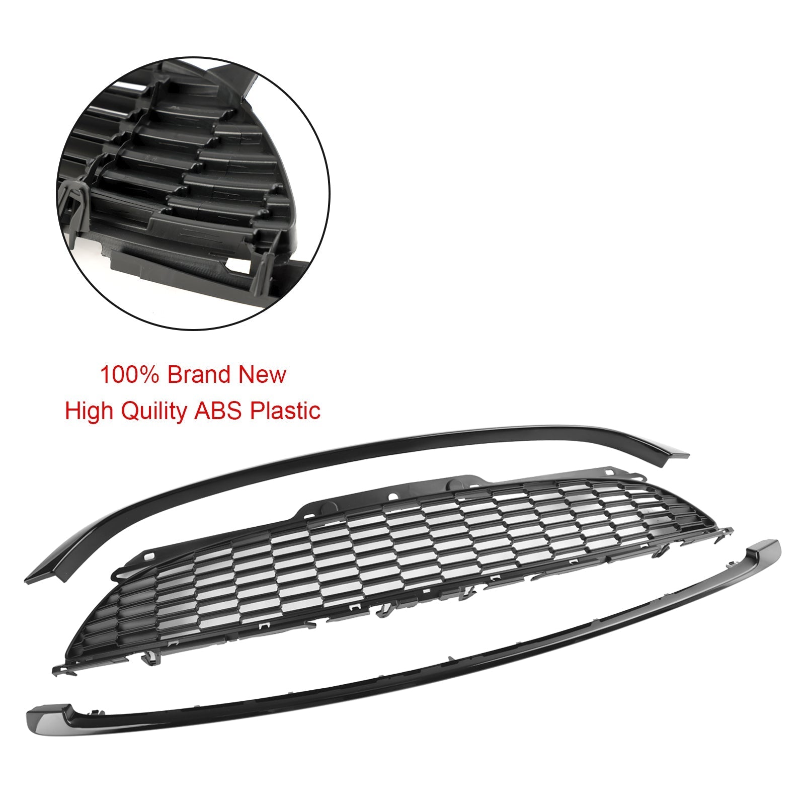 MINI R58 Cooper S & JCW 2-deurs coupé 2011-2015 3 stuks glanzend zwarte frontgrille
