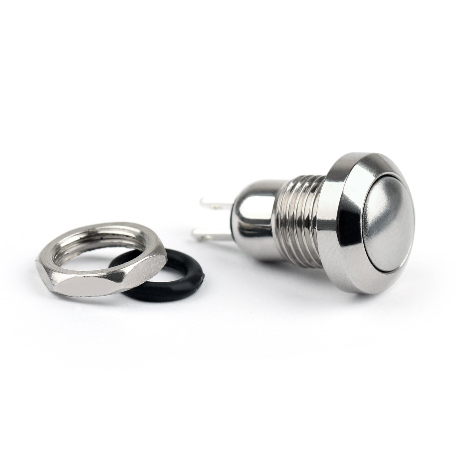 1 st 8mm mini 1no 2pin metall momentary push -knappomkopplare 3A/250V för bil/båt