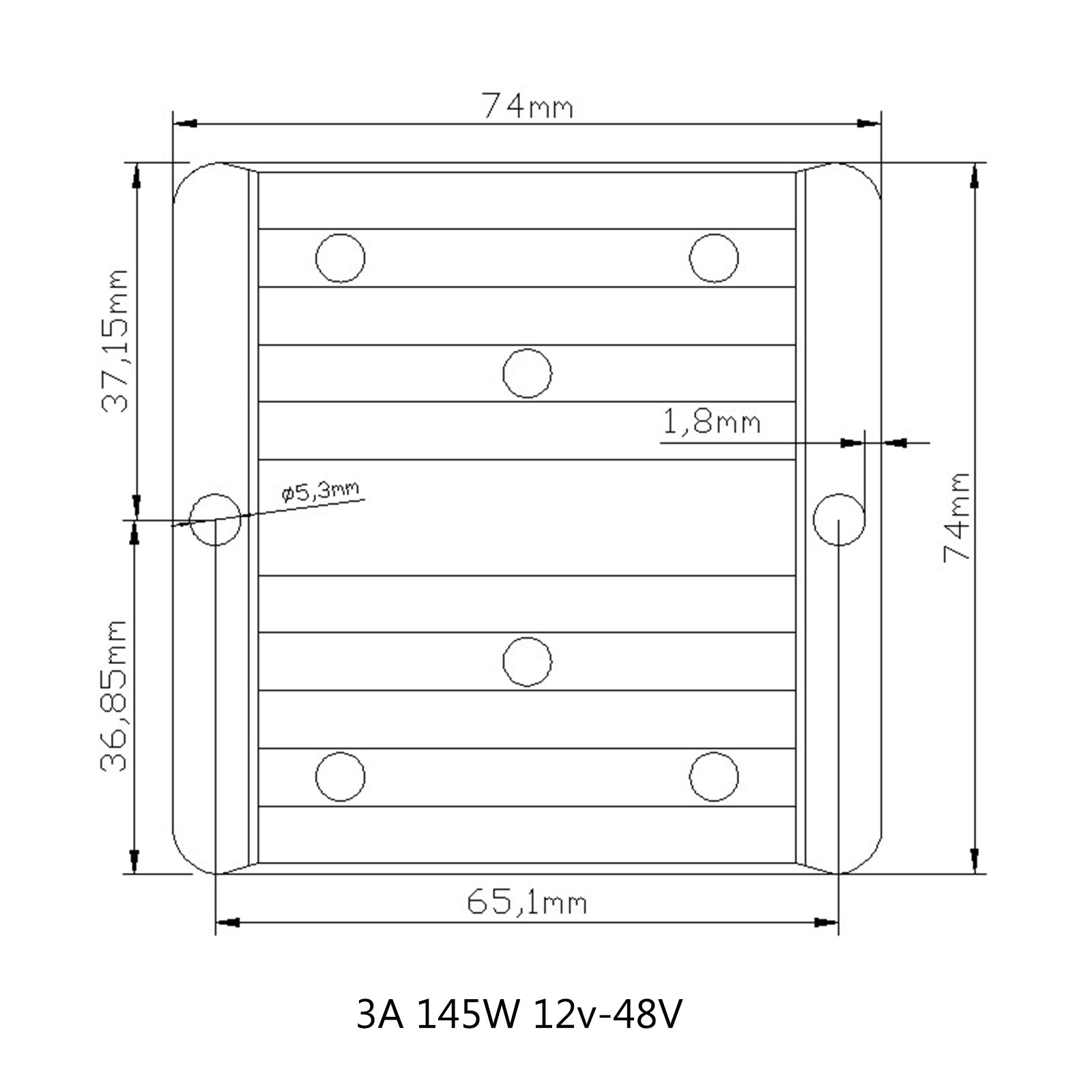 DC-DC 12V-48V 3A 145W Step Up CAR-DORDUJTE SPRÁVA PREVÁDZKA PREVÁDZKA Vodotesný