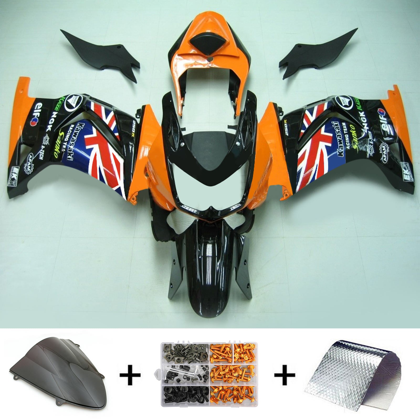 2008-2012 Kawasaki EX250/NINJA250 injektionsmässa kit Bodywork Plastic ABS