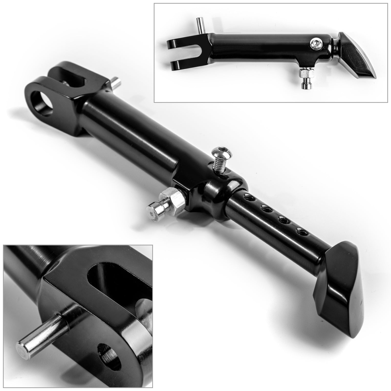 CNC Aluminium Side Stand Leg Kickstand justerbar för Kawasaki Z900RS 2018 Black Generic
