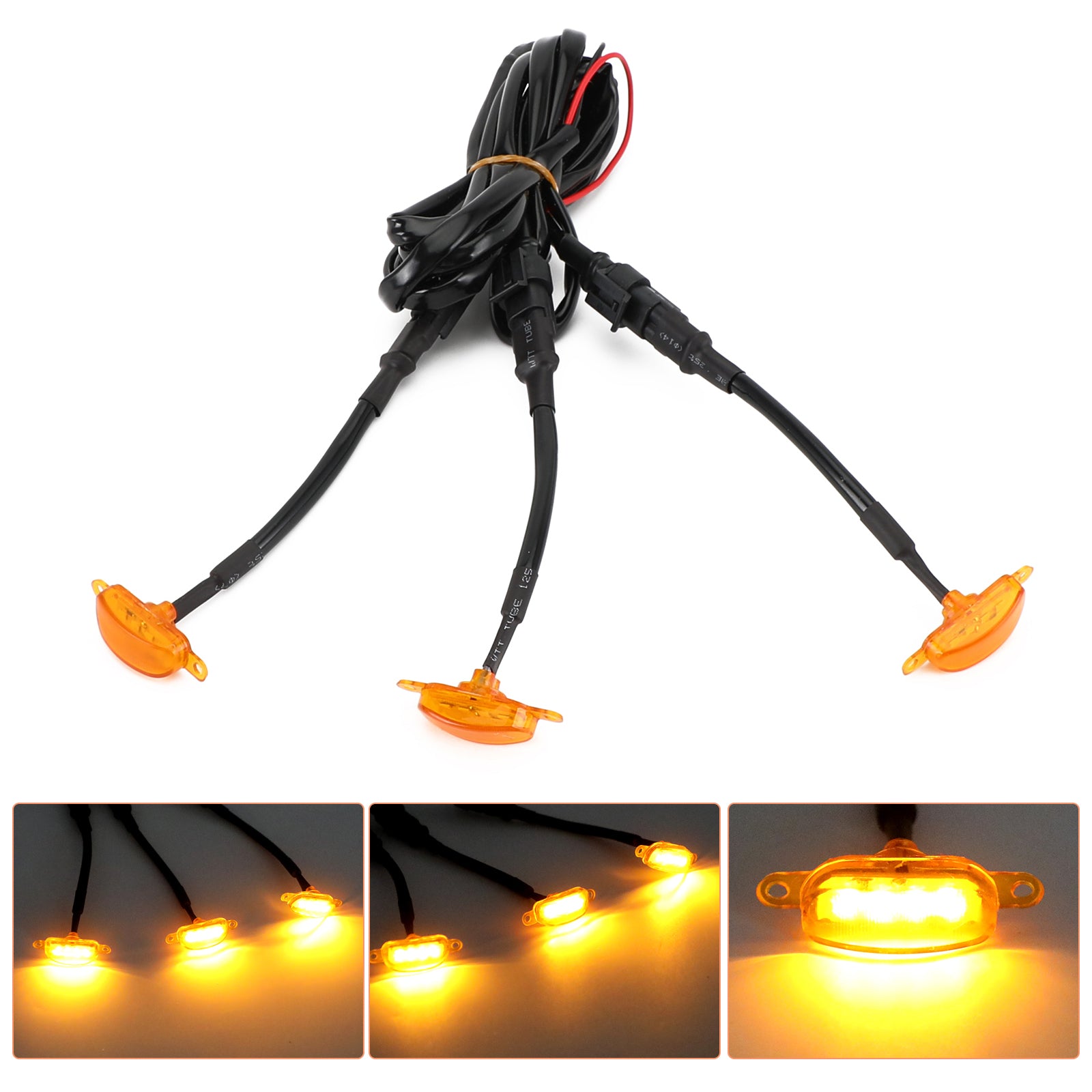 3 stks Amber Lens Amber LED Lamp Raptor Grille Running Light fit Ford F-150 Generiek