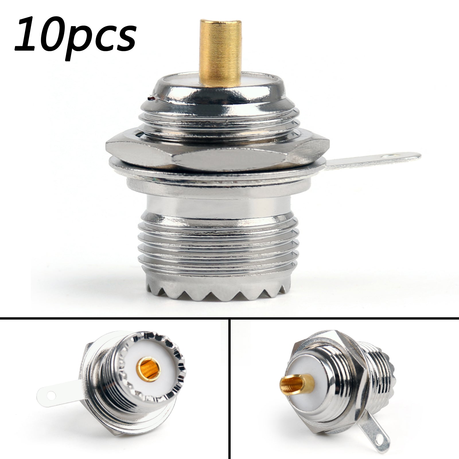 10st -anslutning UHF Kvinna SO239 Jack Bulkhead Lödpanelmontering