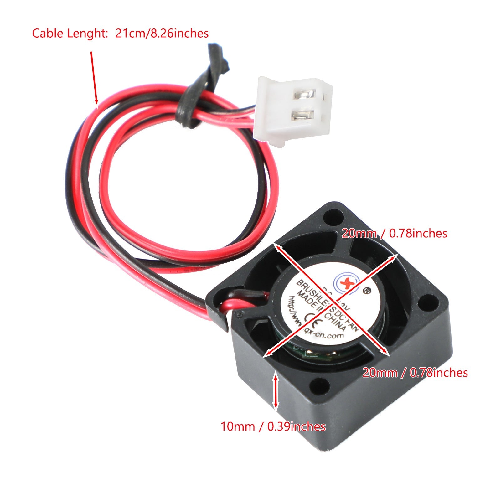Ventilador de refrigeración CC sin escobillas, 12V, 0,05a, 2010, manga de 20x20x10mm, cable de 2 pines