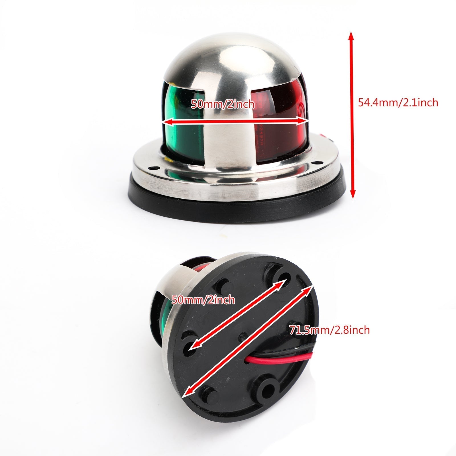 Feu de Navigation LED 2 en 1 en acier inoxydable, avec nœud bicolore, pour bateau et Yacht
