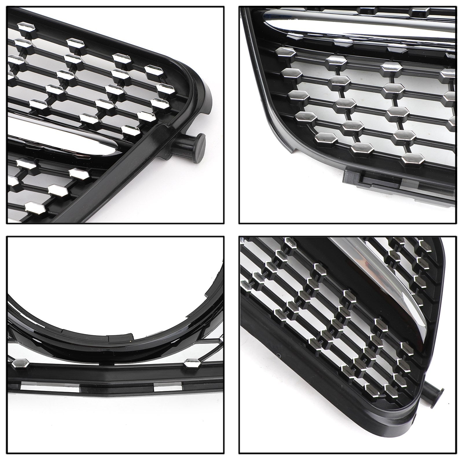 Benz Classe C 2008-2014 W204 Grille de calandre avant chromée noire diamantée générique pour C180/C200/C230/C250/C280/C300/C350