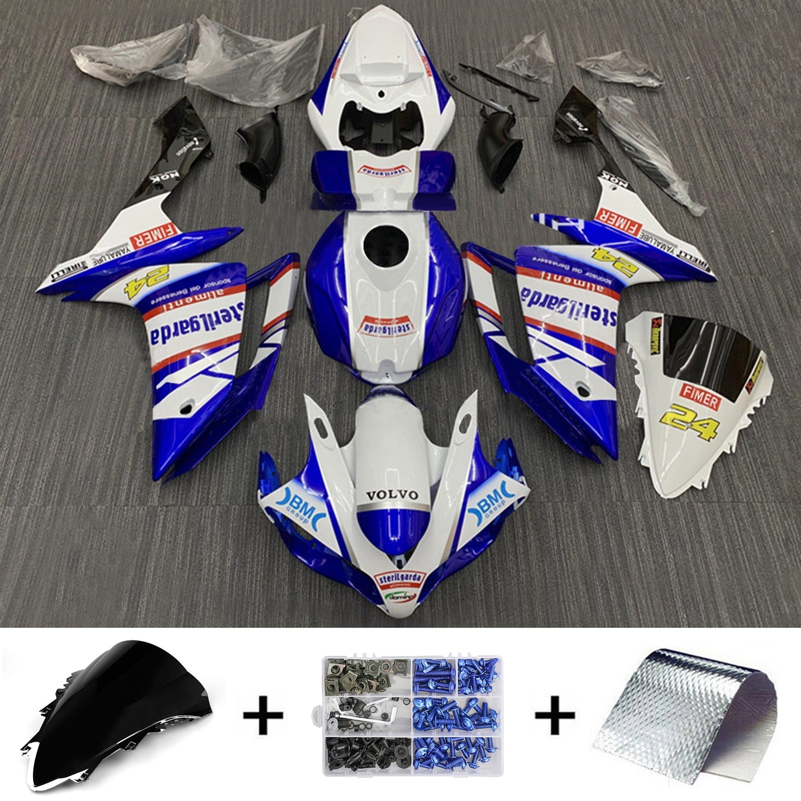 2007-2008 Yamaha YZF 1000 R1 Kit de carénage carrosserie plastique ABS