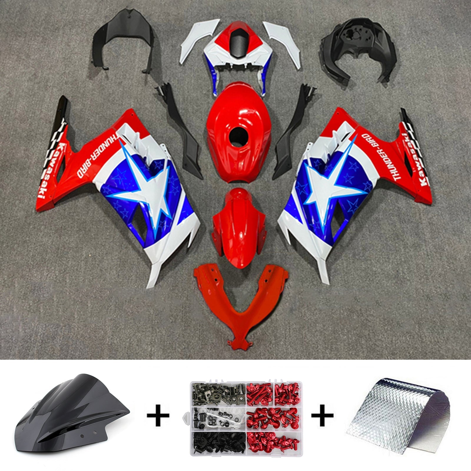 2013-2024 Kawasaki Ex 300/Ninja 300 Kit de carénage injection Bodywork Abs en plastique