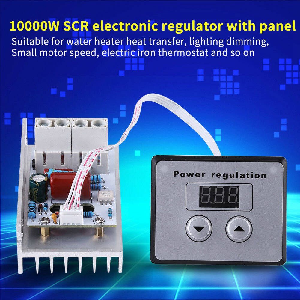 10000W SCR Digital spänningsregulator Speed Control Dimmer Thermostat AC 220V 80A