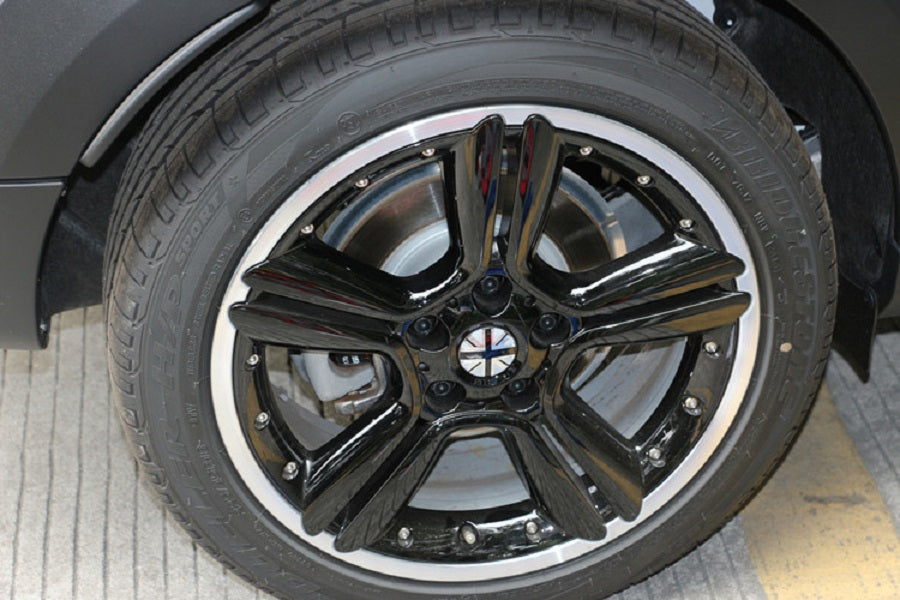 Wheel Center Hub Cap Emblem Badge Decal Black Union Jack UK Flag för Mini Cooper