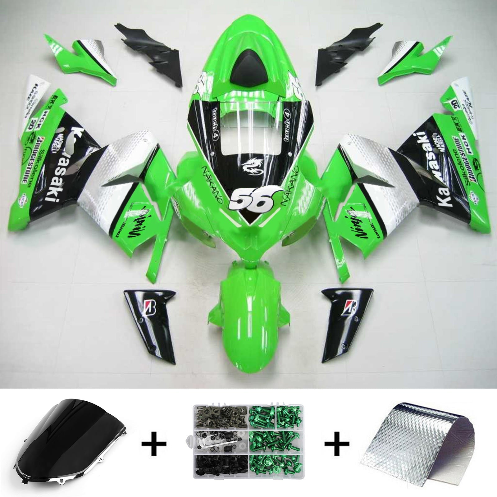 2004-2005 Kawasaki ZX10R Amotopart Injeksjon Fairing Kit Bodywork Plast Abs #115
