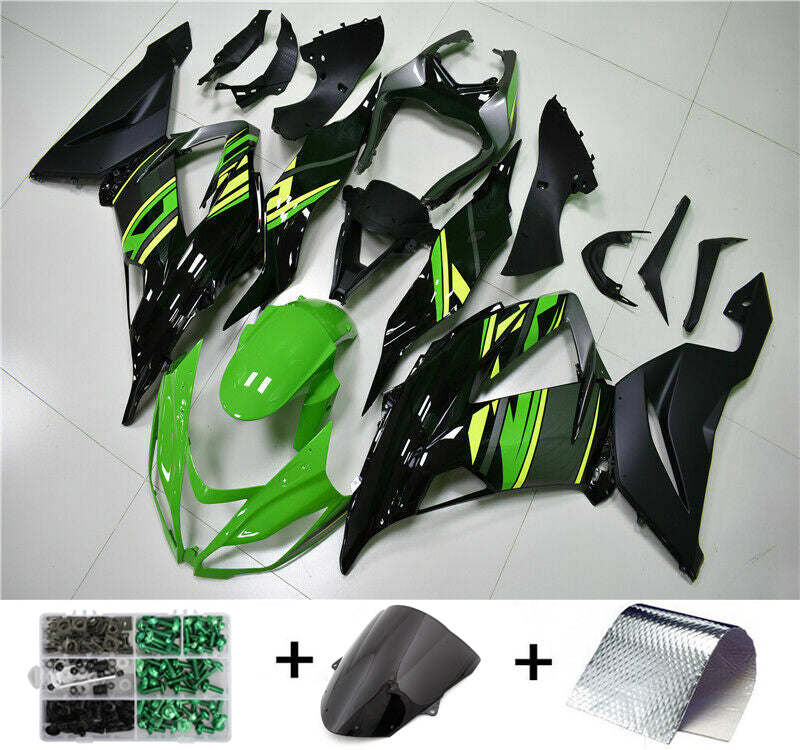2013-2018 Kawasaki ZX6R Amotopart Fairing Green Black Kit