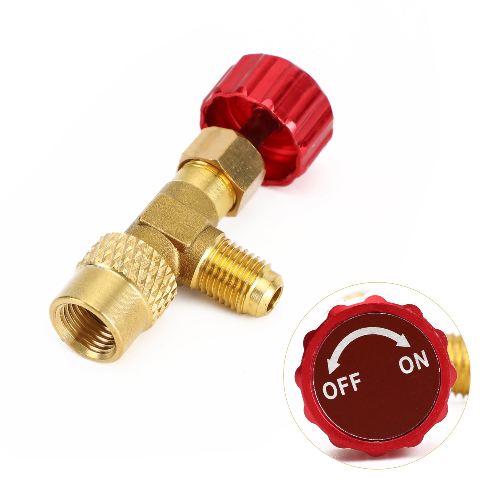 R410A kylpåfyllningsventiladapter 1/4" SAE-hane till 5/16" SAE Famale