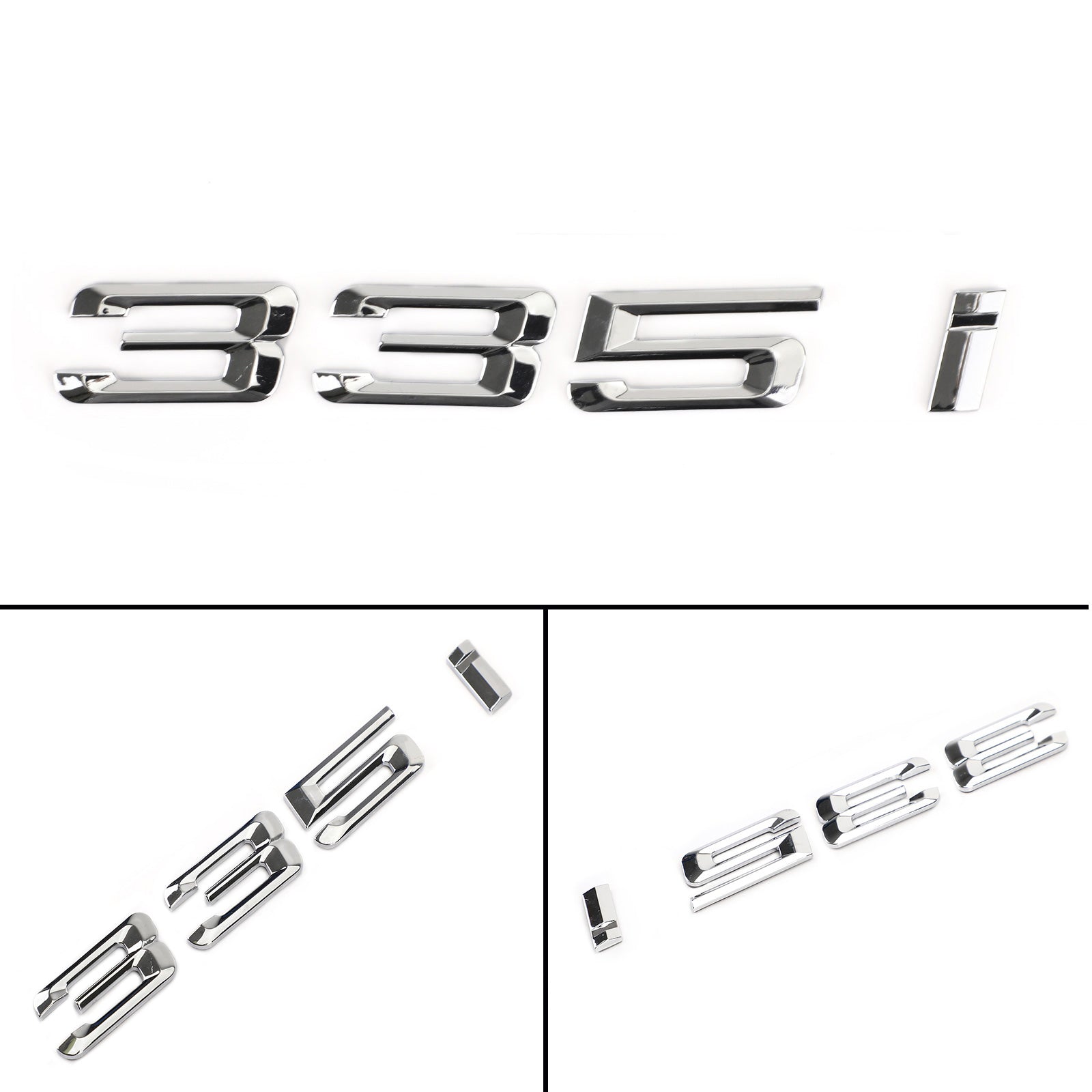 Bakre bagageutrymme Badge Emblem Numbers Letter Decal 335 I Fit 335i Chrome Generic