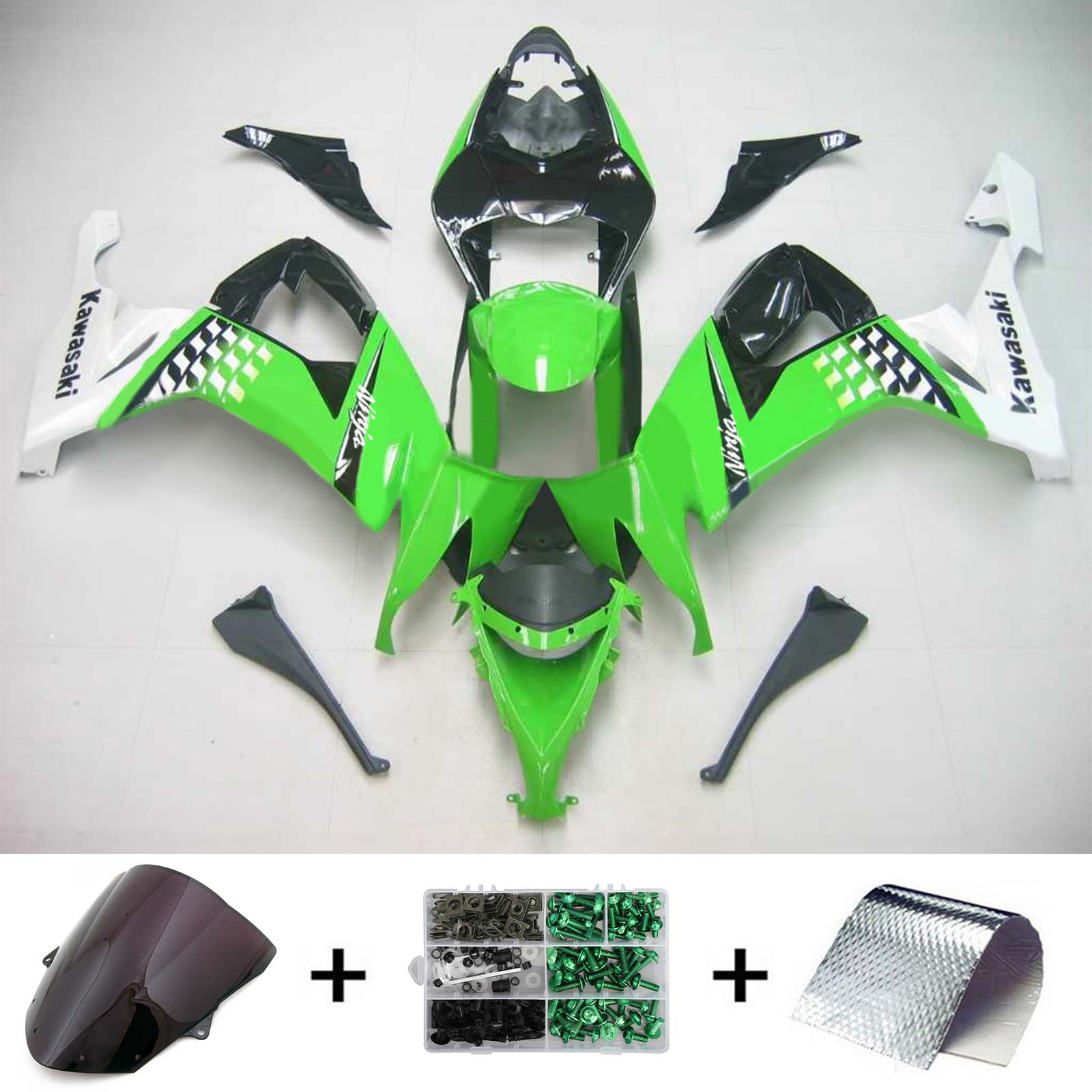 2008-2010 Kawasaki ZX10R Kit de carenagem de injeção AMOTOPART PLÁSTICO ABS #107