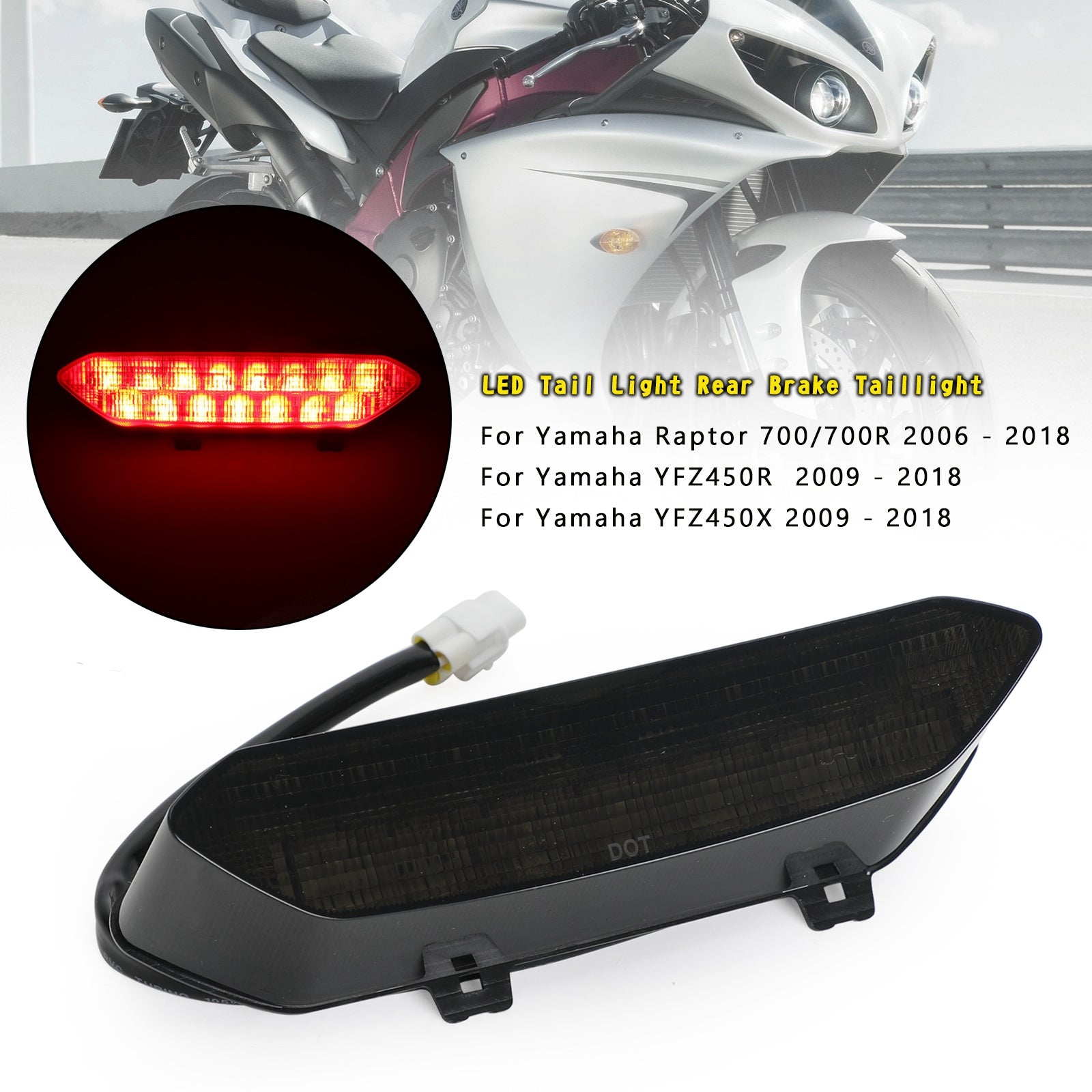 2009-2018 Yamaha Raptor 700/700R YFZ450R Feu arrière de frein LED noir générique