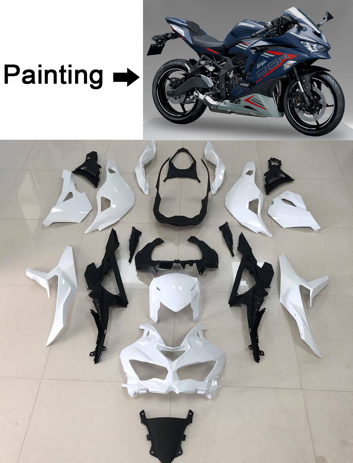 2019-2025 Kawasaki Ninja ZX-25R Amotopart Kit de carenado de inyección Carrocería ABS # 104