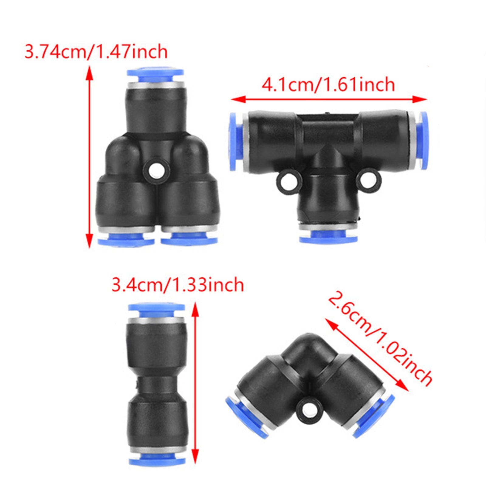 40 stuks snel 6 mm OD 1/4" Kunststof pneumatische drukconnector luchtleidingkoppelingen