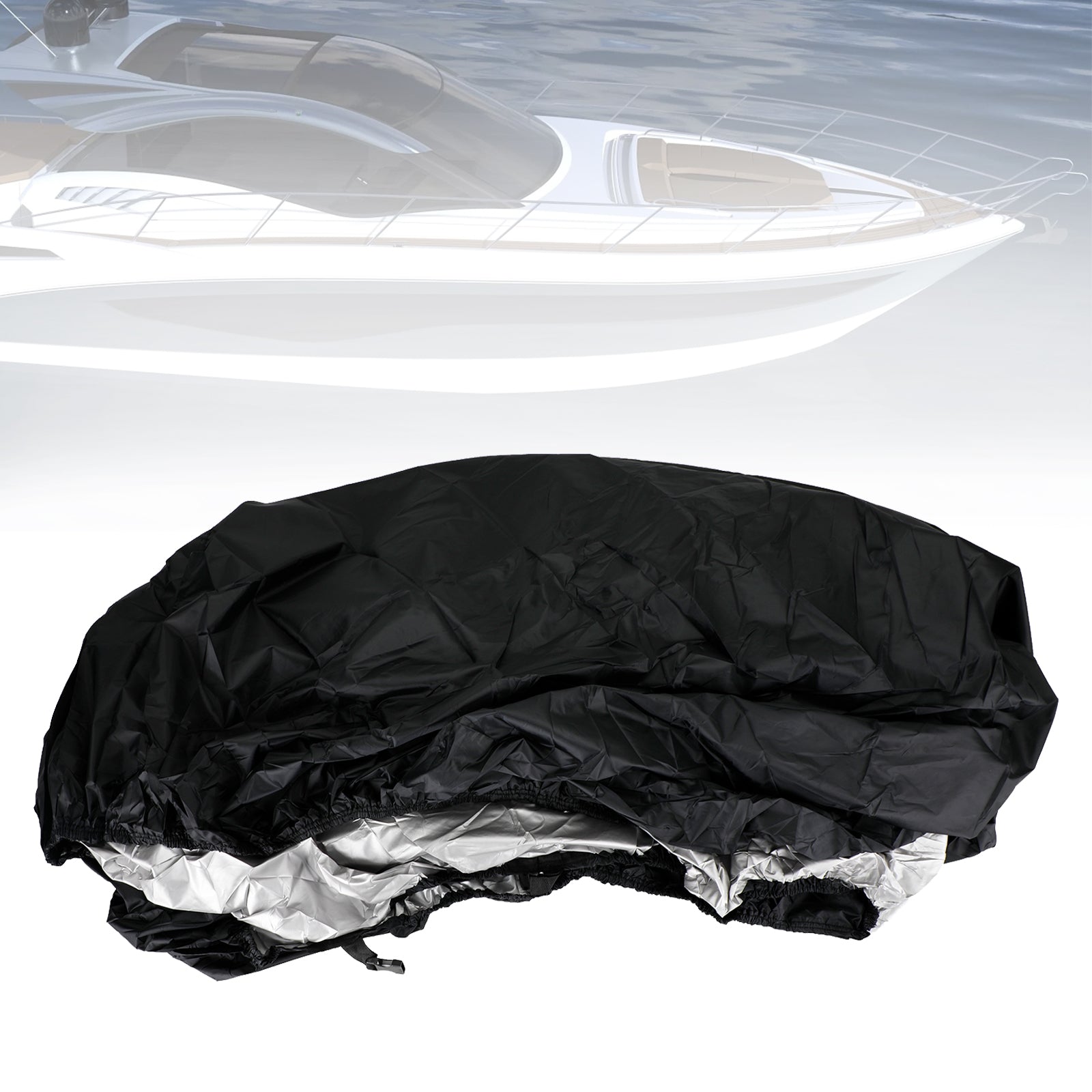 Cubierta impermeable resistente de 14-16 pies, negra, para barco de pesca remolcable con casco en V