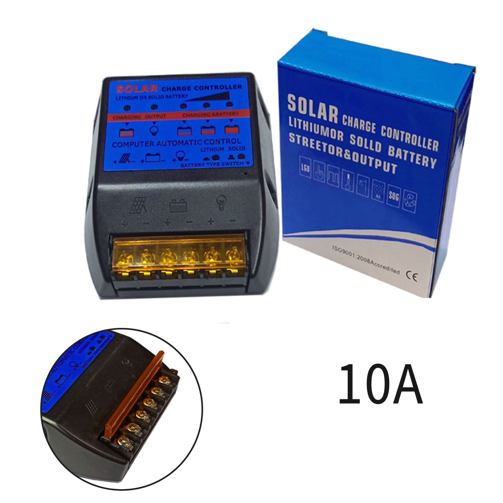 Solar-laadregelaar PWM 10A-50A 12V Ingebouwde timer Batterijcontrole-adapter