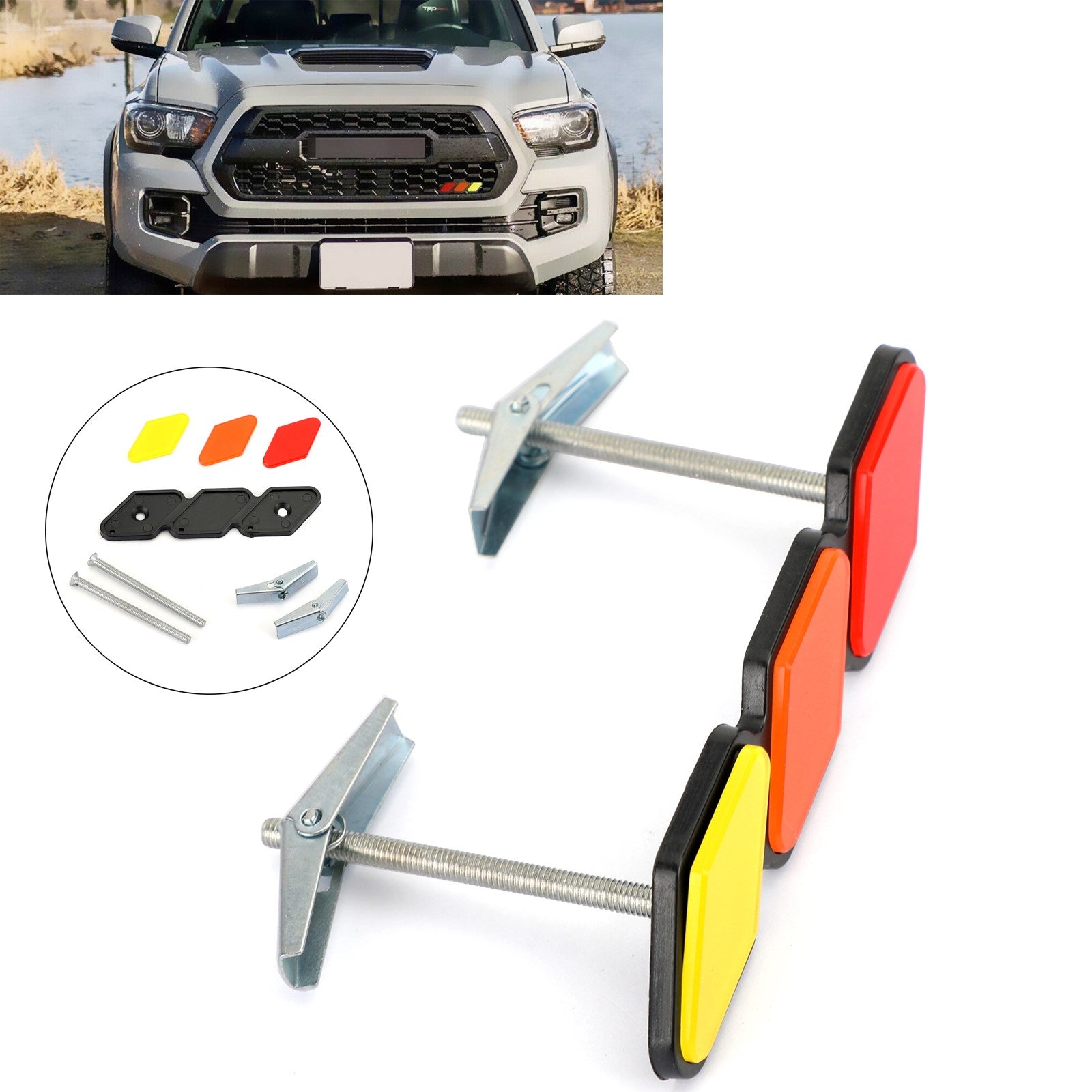 Tri-Color 3 Grille Badge Emblem för Toyota Tacoma 4Runner Tundra Rav4 Highlander Generic
