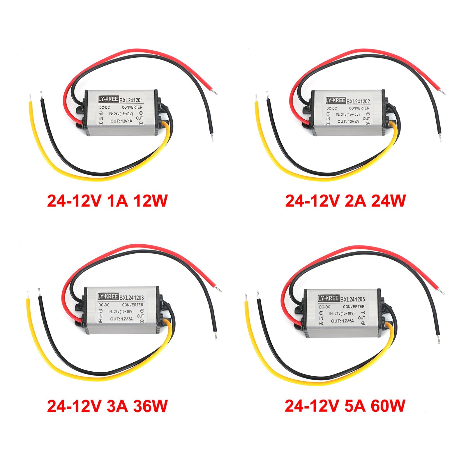 Convertisseur Buck DC 24V à 12V, module d'alimentation étanche 1/2/3/5A