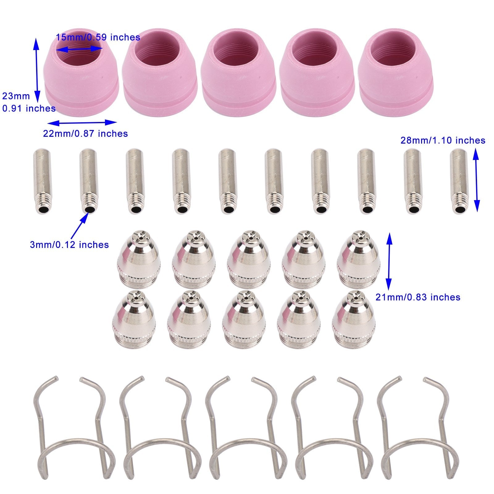 Areyourshop 30 pièces AG-60 SG-55 torche de découpe Plasma consommables embouts d'électrode Guide de bouclier