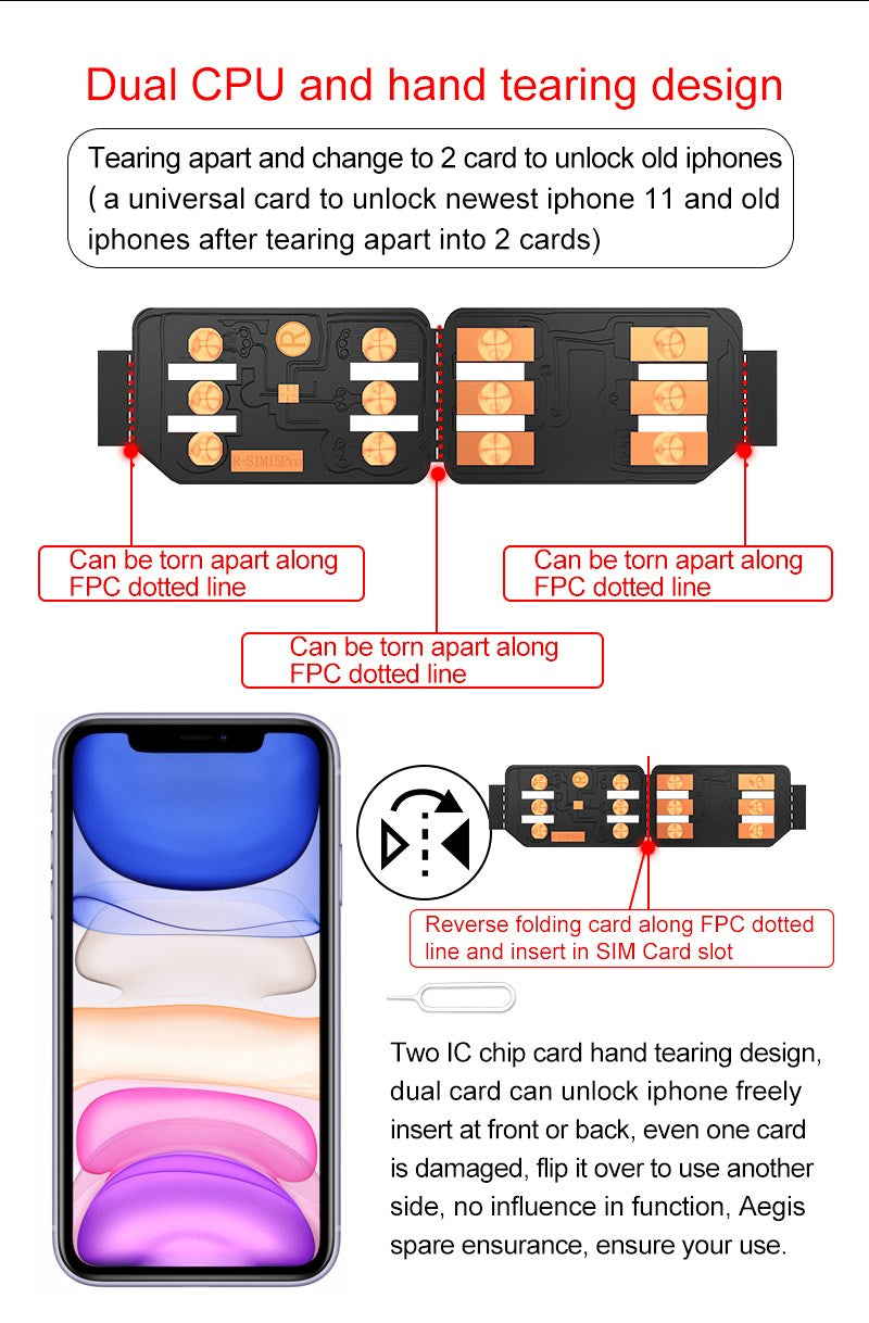 Uppgradera RSIM-15 Nano Unlock Card för iPhone 13 Pro X Xs Max 8 iOS 14.7