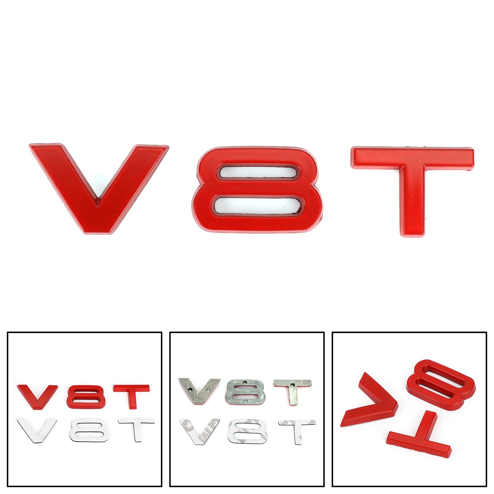 V8T Embleem Badge Fit Voor AUDI A1 A3 A4 A5 A6 A7 Q3 Q5 Q7 S6 S7 S8 S4 SQ5 Rood Generieke
