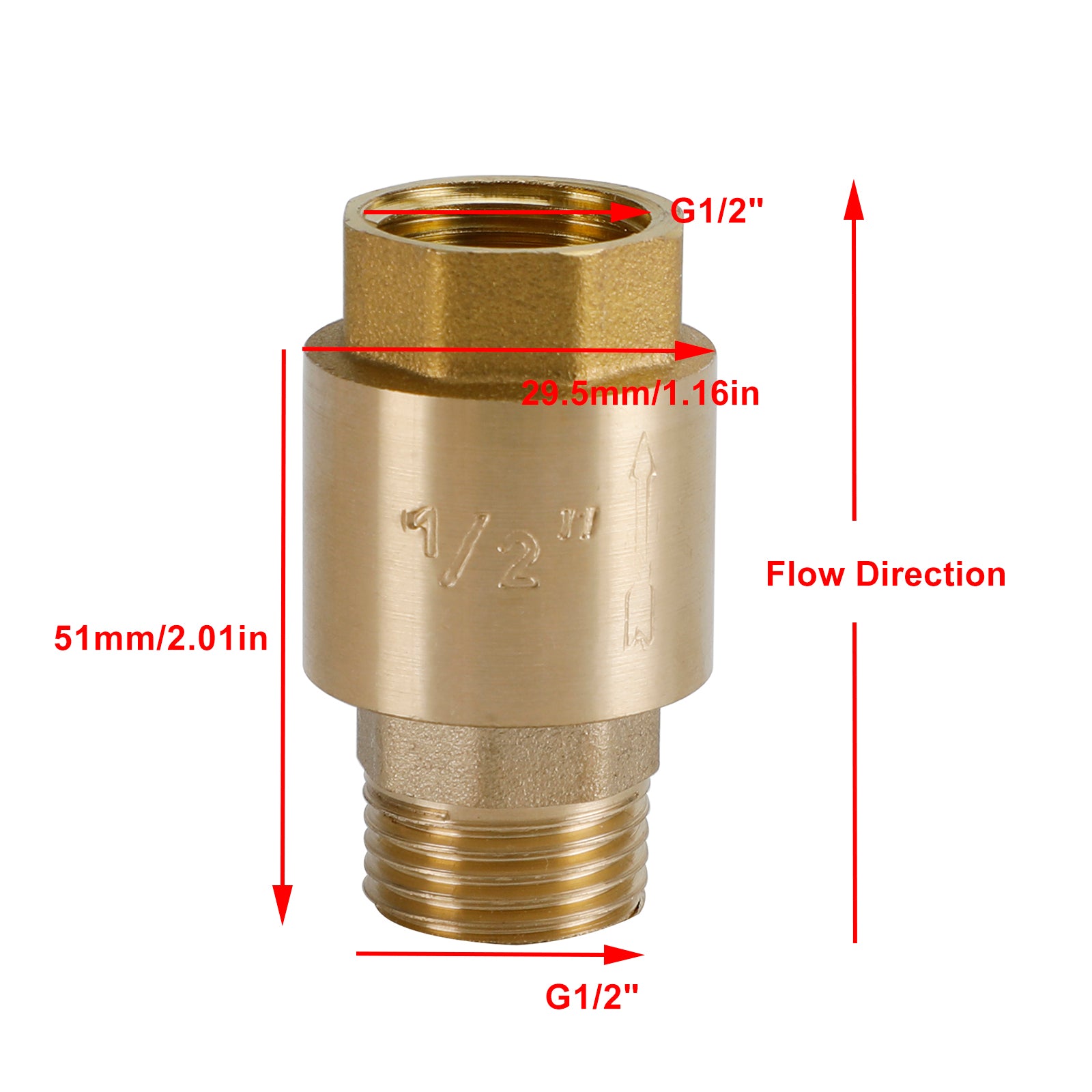Válvula de retenção de latão G1/2" G3/4" G1" Prevenção de refluxo sem retorno com rosca M para F
