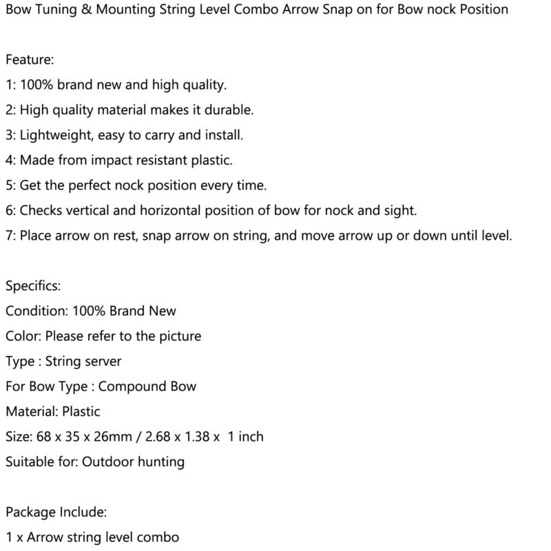 Positionner l'arc pour le réglage de la corde de niveau sur l'encoche Montage UA & Arc combiné flèche