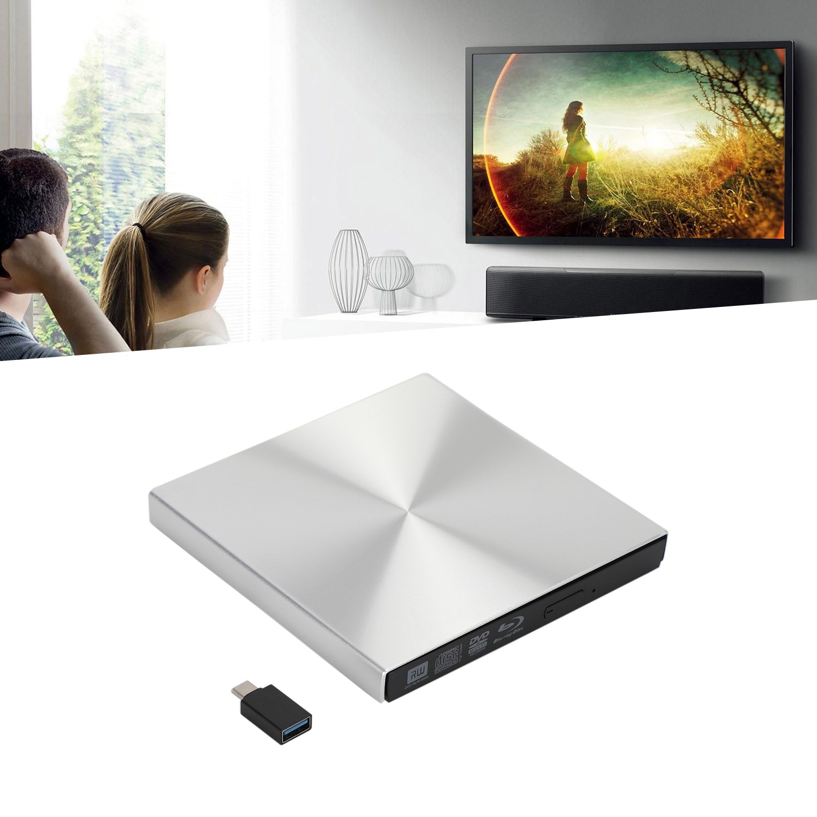 Unidad Blu Ray USB 3.0 y grabadora de DVD tipo C Lector de reproductor combinado BD portátil