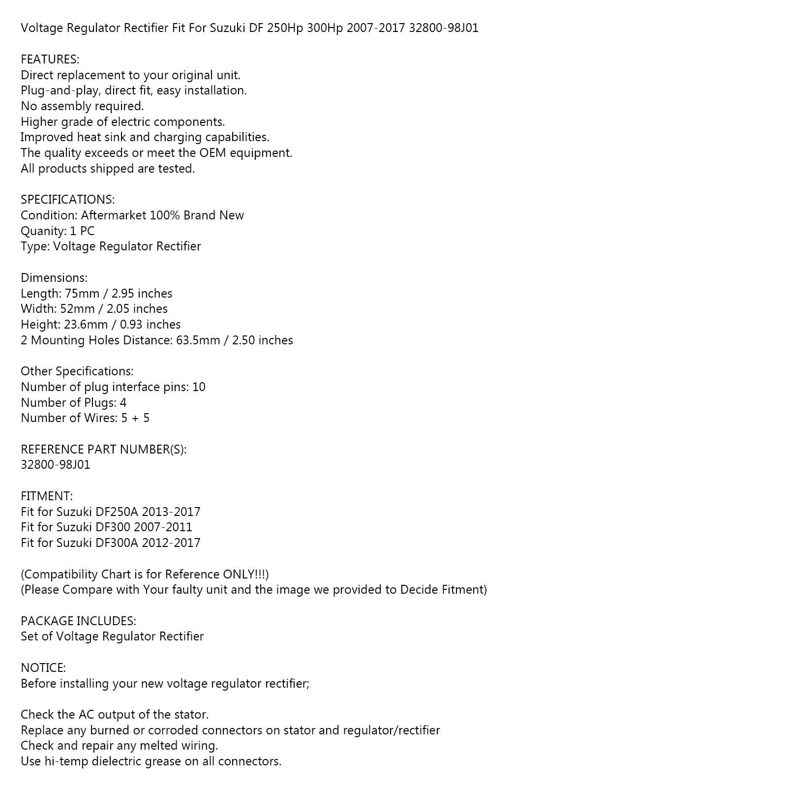 Regulátor usmerňovača pre Suzuki DF250 2013-2017 DF300 DF300A 2007-2017