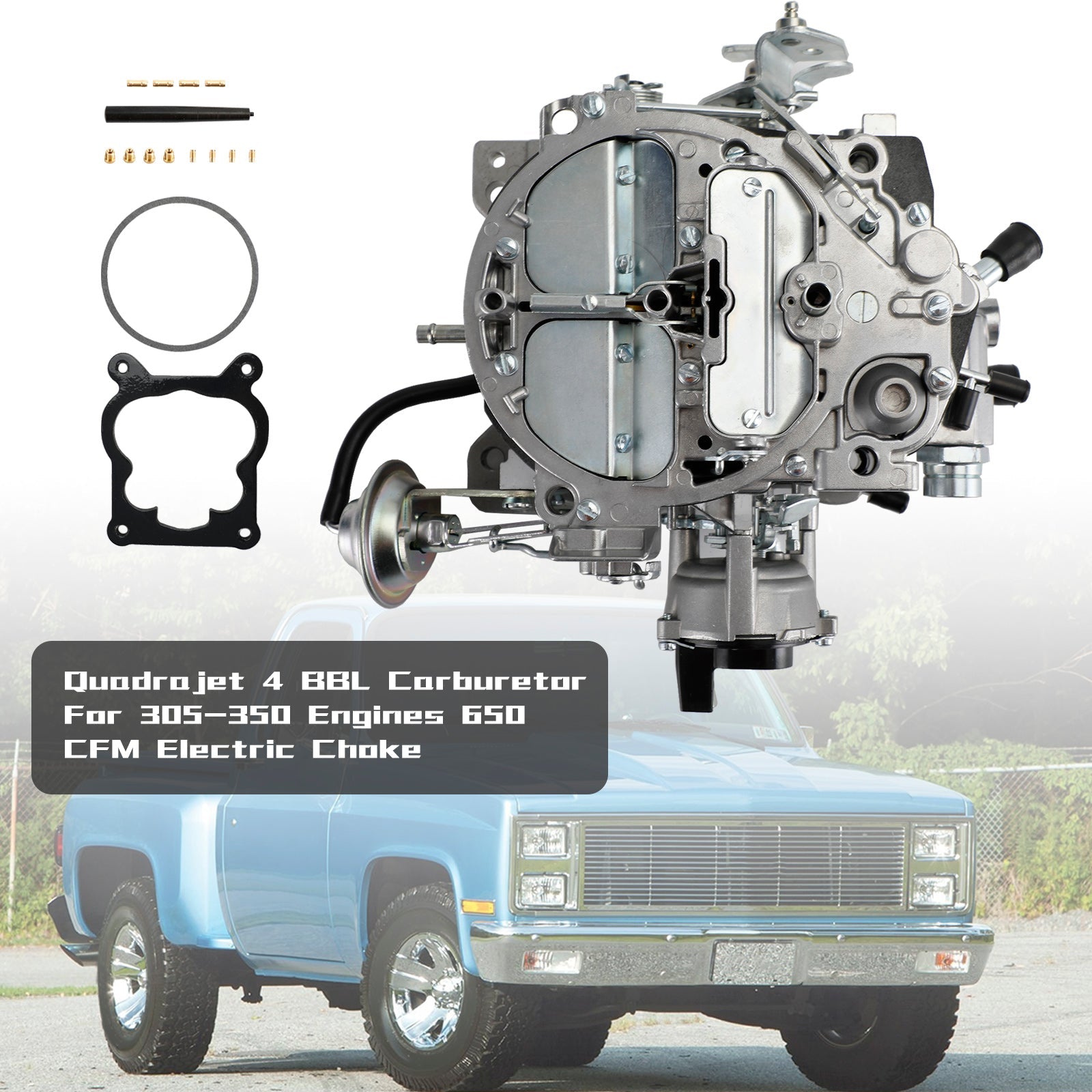 Carburador Quadrajet 4 BBL, motores 305-350, 650 CFM, afogador elétrico, adequado para carros Chevrolet & Caminhão 1982-1985