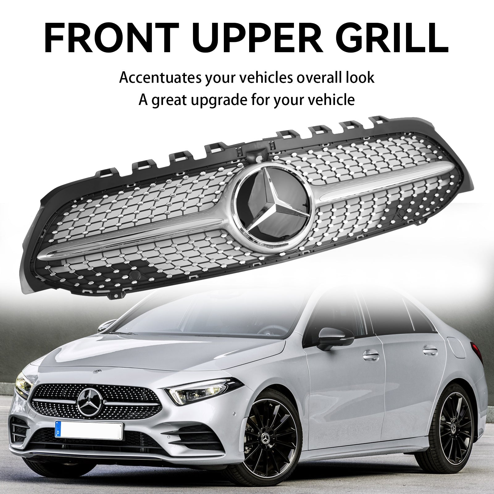 2019-2023 Benz A-Klasse W177 Diamond Front Bumper Grille Zwart/Chroom
