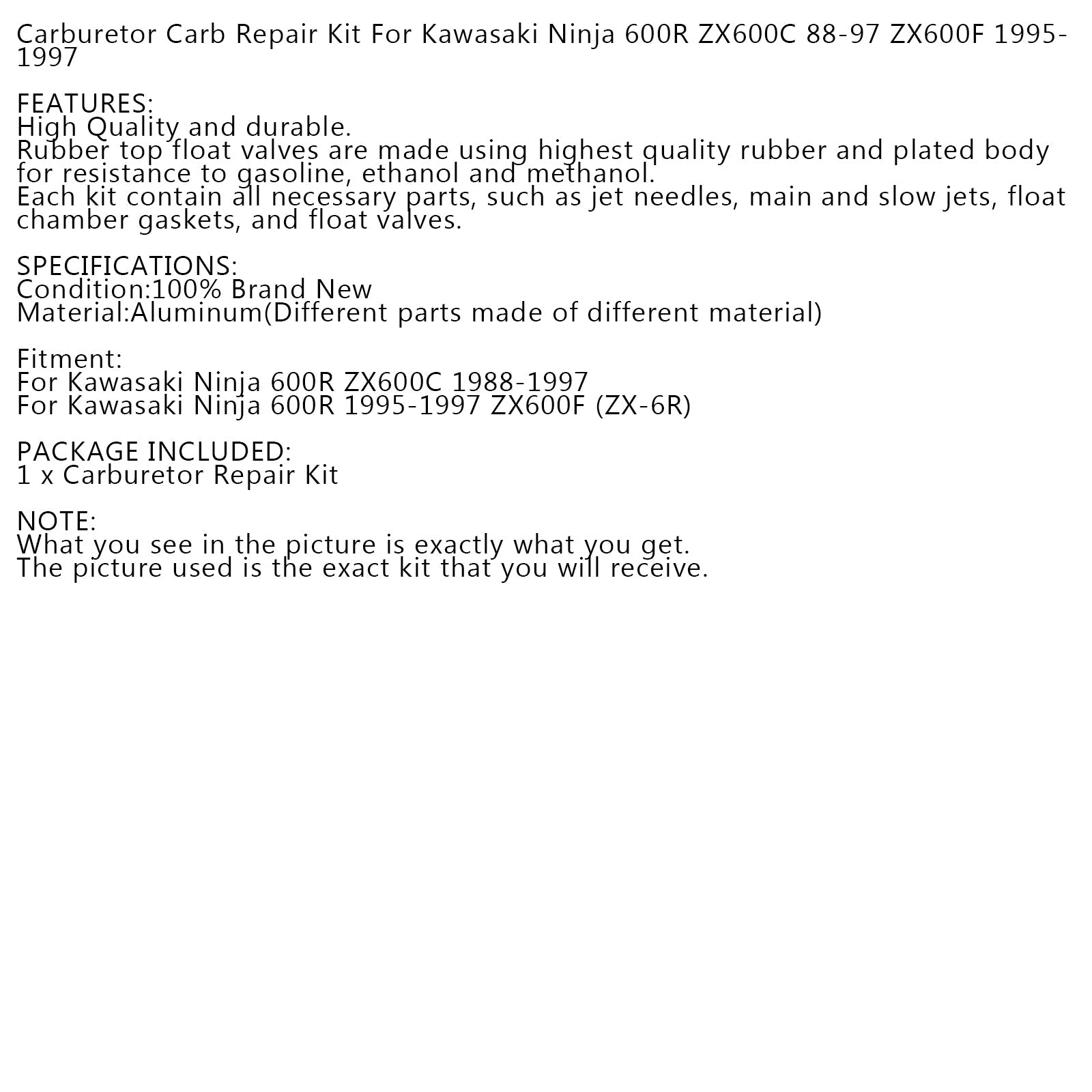 Kit de reparo de reconstrução do carburador para Kawasaki Ninja 600R ZX600C ZX600F 95-97 ZX-6R GENERIC