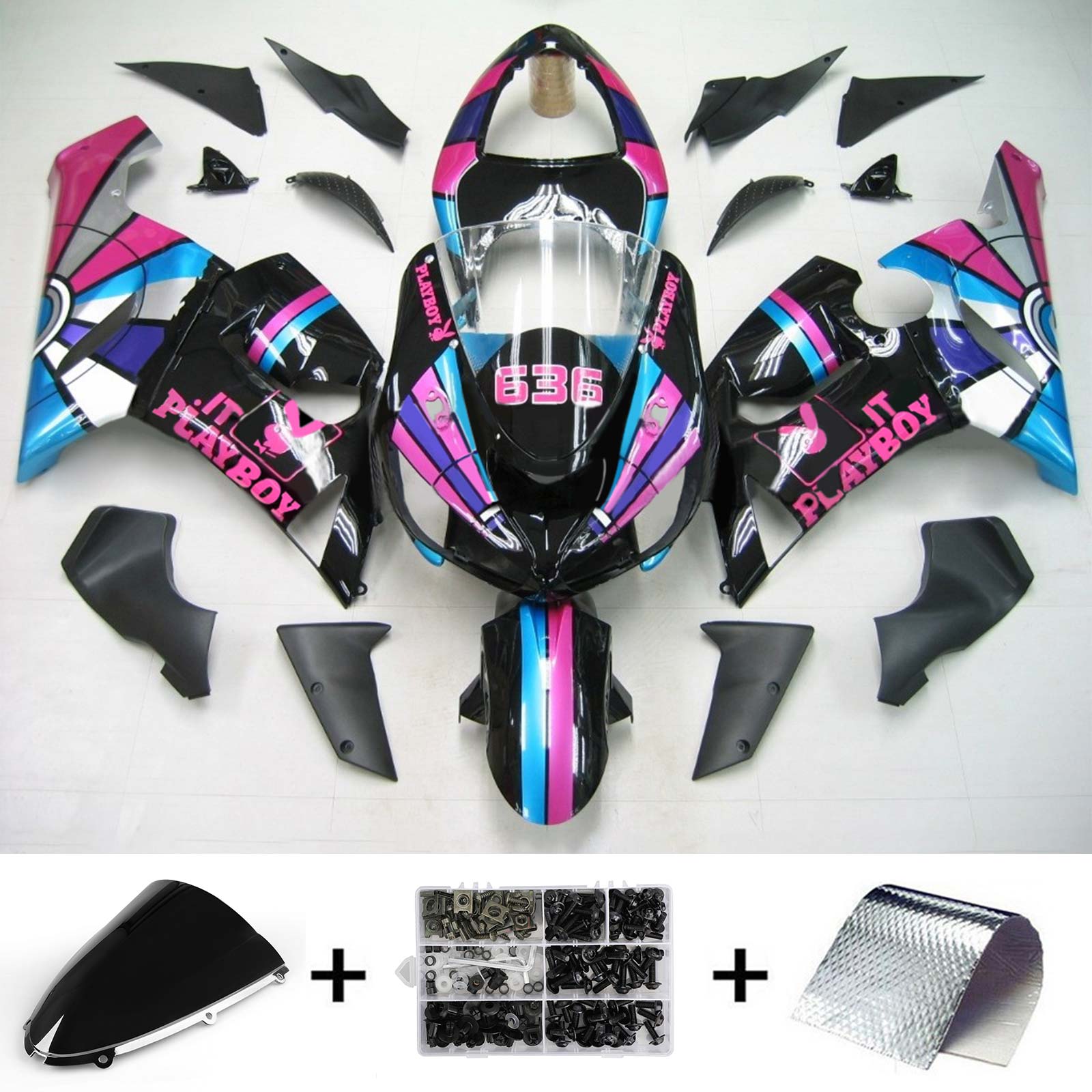 2005-2006 KAWASAKI ZX6R 636 AMOTOPART INJEKTION FAIRING KIT BOODYWORK ABS #116