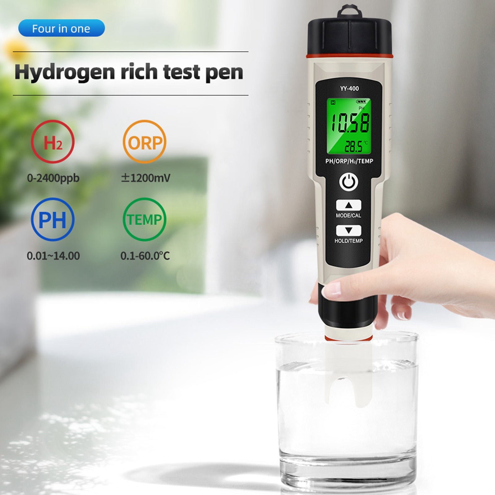 Draagbare 4-in-1 waterstofrijke testpen PH/ORP/TEMP waterkwaliteitsmetertester