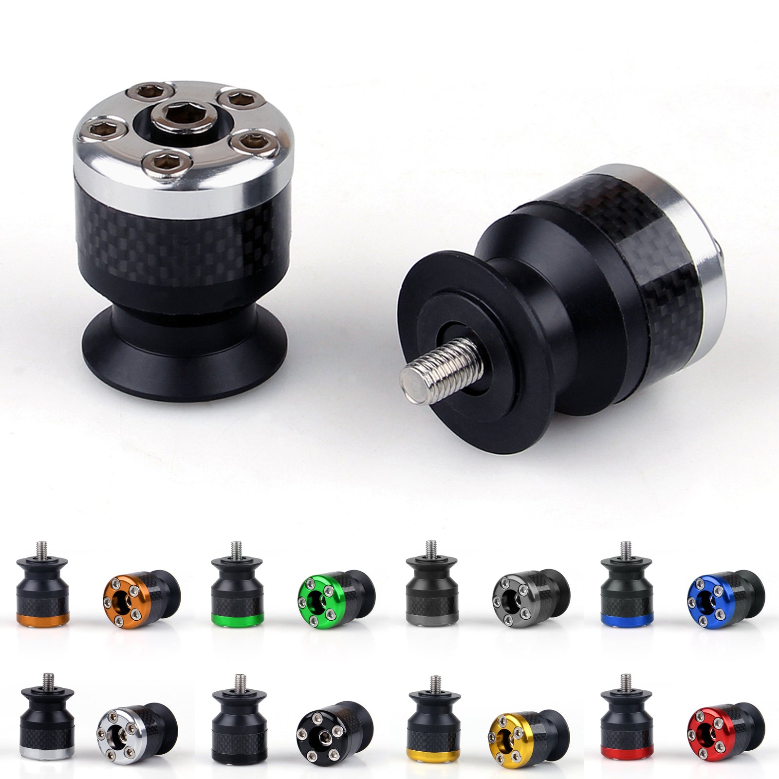 Universal Motorcykel CNC Carbon Fiber 6mm Swingarm Sliders Spools