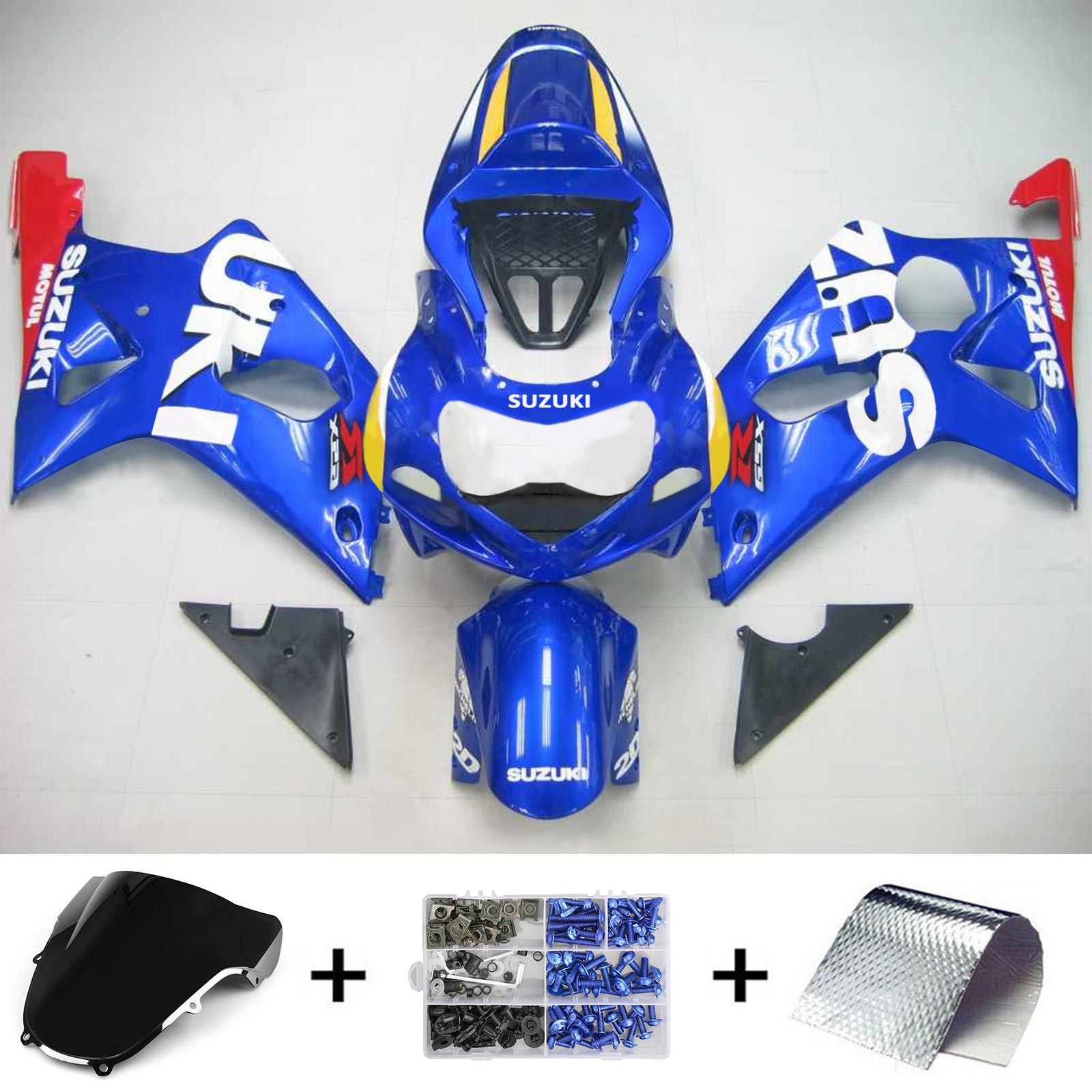 2000-2002 Suzuki GSXR1000 K1 K2 Amotopart Kit de carénage d'injection carrosserie plastique ABS #116